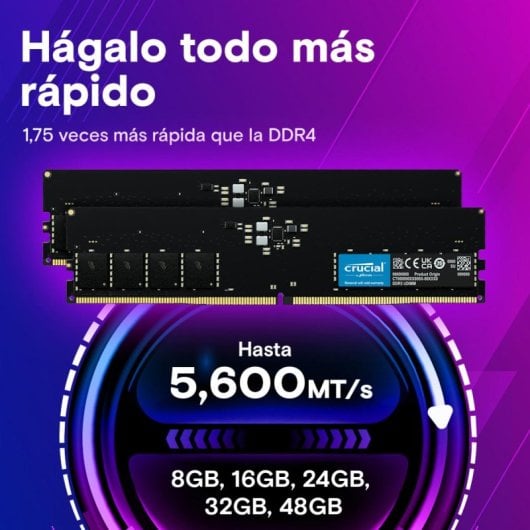 Memoria RAM Crucial CT64G56C46U5 64GB 1x64GB DDR5 5600MHz CL46 DIMM Unbuffered ECC