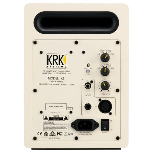 Monitor de estúdio ativo KRK KREATE 5 Bluetooth 5 polegadas 60W Bass Reflex Latte