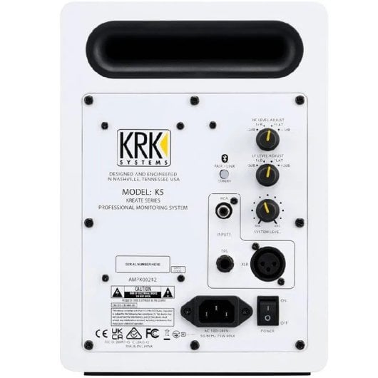 Monitor de estúdio ativo Bluetooth KRK KREATE 5, 5 polegadas, 60 W, Bass Reflex, branco