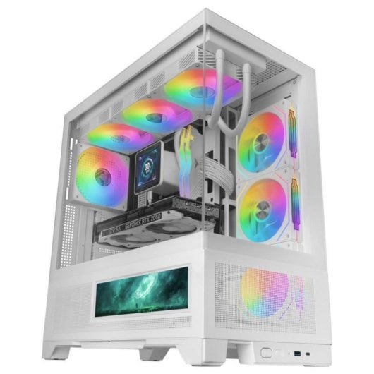 Boîtier Gaming Mars Gaming MC-LCDX Blanc Écran IPS 9.16" ATX Double chambre Mesh