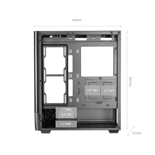 Boîtier Mars Gaming MC-LCDPRO IPS 7,2" ATX double chambre Verre LCD USB-C Noir