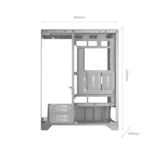 Boîtier gaming Mars Gaming MC-PRISMA ATX triple verre ARGB double chambre noir