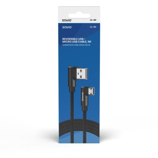 Cable USB Savio CL-161 Micro USB 1m Trenzado 90 grados Carga Rápida