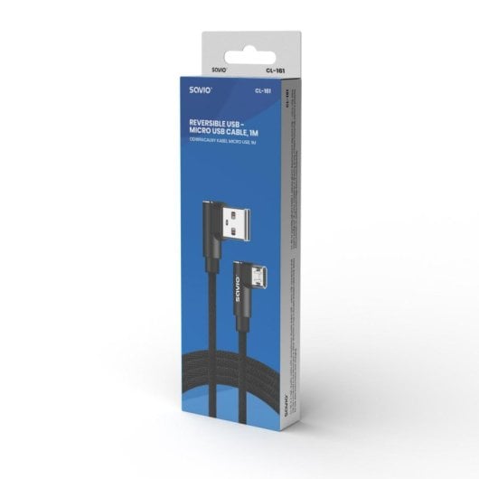 Cable USB Savio CL-161 Micro USB 1m Trenzado 90 grados Carga Rápida
