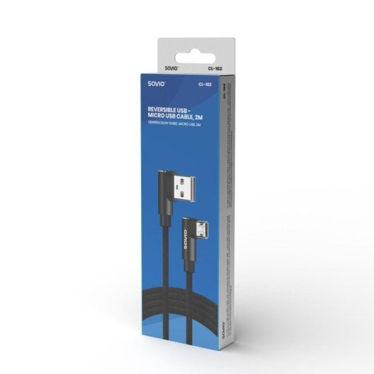 Cable USB Savio CL-161 Micro USB 1m Trenzado 90 grados Carga Rápida