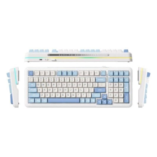 Teclado MCHOSE K99 Layout US sem fios RGB Sky Blue 98 com numpad