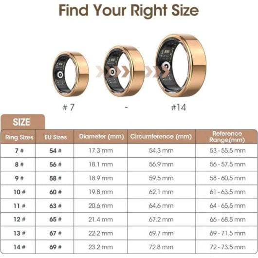 Anillo inteligente Arzopa R11 Talla 11 Bluetooth IP68 Autonomía 6 días iOS/Android Monitorización salud Oro