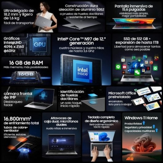 Blackview Acebook 8 Intel Core N97 16GB 512GB SSD Teclado Inglés Auriculares