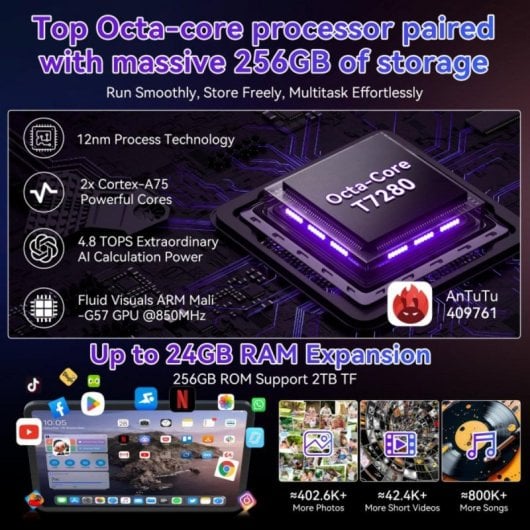 Tablet TABWEE T60 Pro 13.4" 256GB 5G WiFi 10000mAh Android 15 Grigio