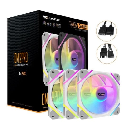 Ventilador suplementario darkFlash DM12 PRO 120mm 800-1600RPM ARGB PWM kit 3 en 1