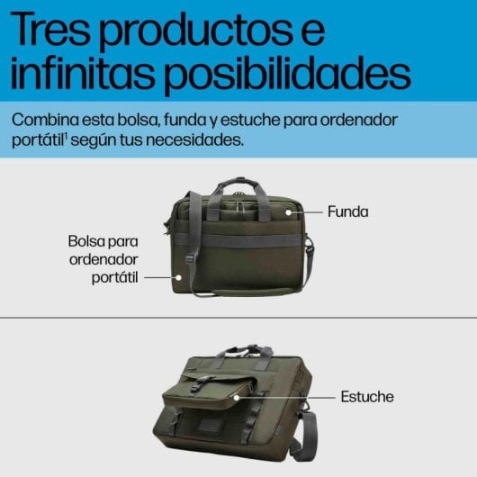 Bolsa modular HP 15.6" Green Grey impermeable ligera para portátil