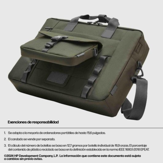 Bolsa modular HP 15.6" Green Grey impermeable ligera para portátil