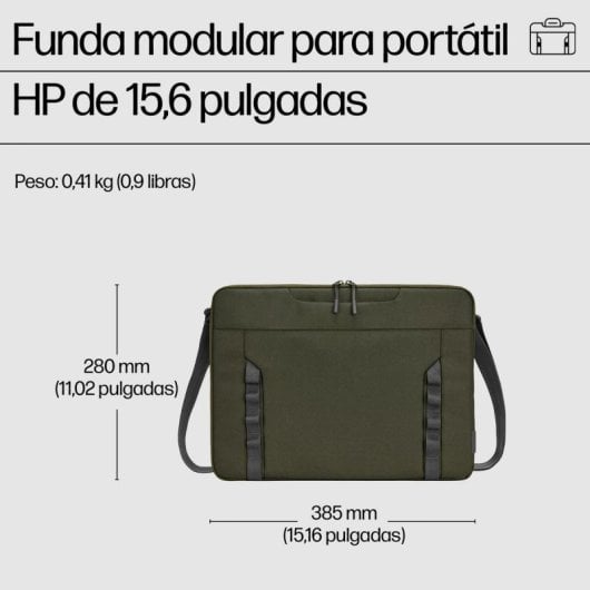Funda portátil HP Modular 15,6" verde/gris impermeable asas y correa