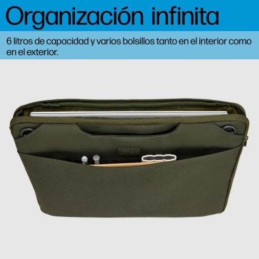 Funda portátil HP Modular 15,6" verde/gris impermeable asas y correa