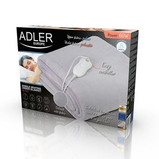 Coperta elettrica Adler AD 7425 800 mm x 1500 mm poliestere grigia
