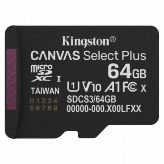 Carte microSD Kingston SDCS3/64GBSP 64GB UHS-I A1 V10 résistant