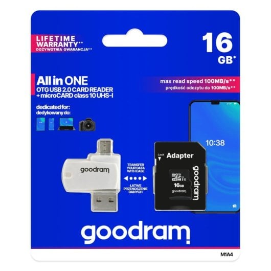 Lecteur de cartes Goodram M1A4 All in One 16GB UHS-I Noir Blanc