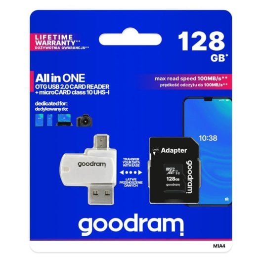 Lecteur de cartes Goodram M1A4 All in One 128GB MicroSDXC UHS-I USB 2.0