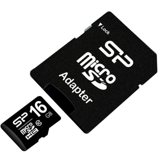 Carte MicroSDHC Silicon Power SP016GBSTH010V10SP 16GB Classe 10 UHS-I 40MB/s Noire