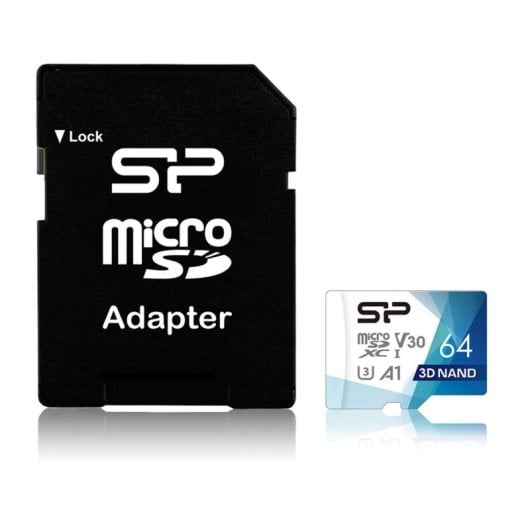 Carte MicroSD Silicon Power Superior Pro 64GB UHS-III 100MB/s Adaptateur SD