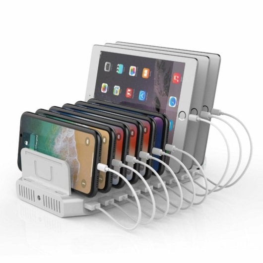 Chargeur USB UNITEK Y-2190 10 ports 9xUSB-A 1xUSB-C 3A 1,2 m blanc