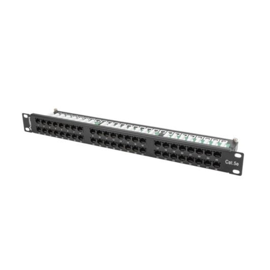 Patch panel Lanberg PPU5-1048-B 48 puertos RJ-45 Cat5e rack 1U negro