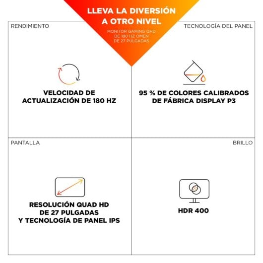 HP OMEN 27q G2 Monitor QHD 180Hz IPS 1ms com HDR400 e Ajuste de Altura