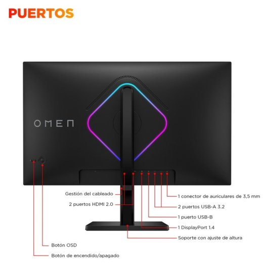 Monitor HP OMEN 27qs G2 27" QHD 280 Hz HDR 400 1ms HDMI AMD FreeSync Compatible con Consolas Negro