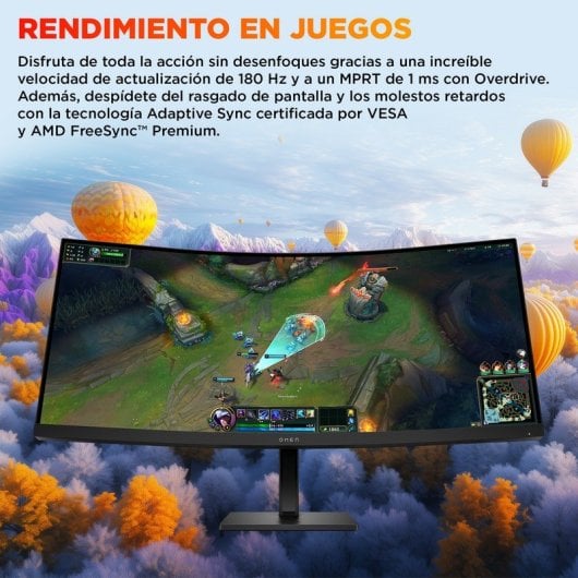 HP OMEN 34c G2 Monitor Curvo 34" UltraWide Quad HD 180Hz VA Display HDR 400 1ms