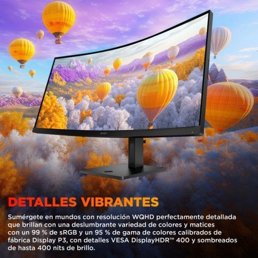 HP OMEN 34c G2 Monitor Curvo 34" UltraWide Quad HD 180Hz VA Display HDR 400 1ms