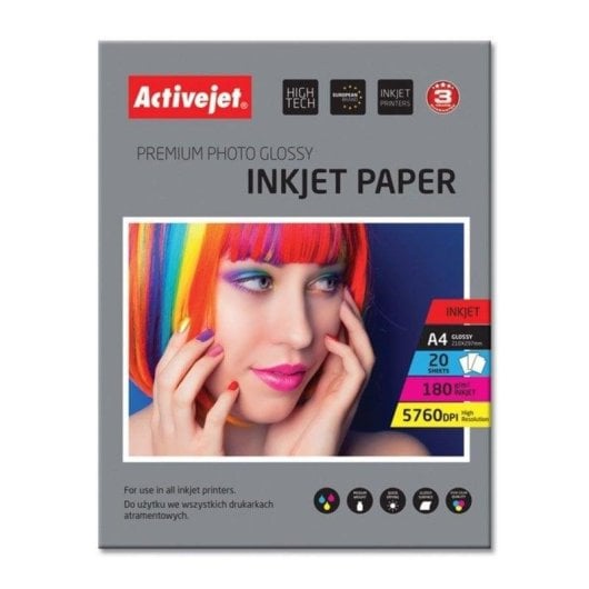 Fotopapier Activejet AP4-180G20 A4 180 g/m² 20 Blatt Glänzend