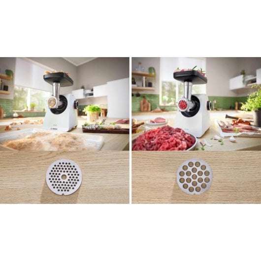 Hachoir Bosch MFWS420W 1300W Blanc Inox 2 vitesses câble 1 m