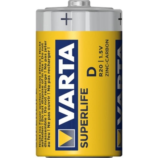 Pile Varta R20 D Zinc-Carbone 1,5 V Lot de 2 Blister