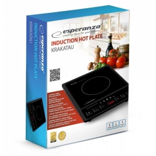 Induktionskochfeld Esperanza EKH011 Schwarz 2000W 1 Kochzone Touch Timer