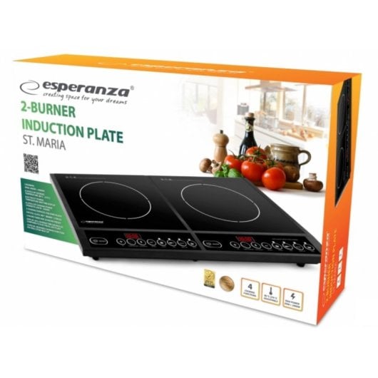Placa de inducción Esperanza EKH008 doble zona control táctil encimera vidrio