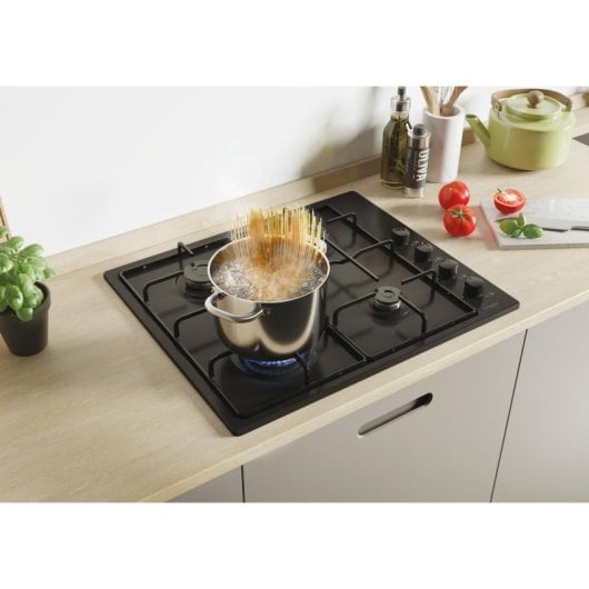 Plaque de cuisson Candy CHW6LBB 4 foyers gaz 60 cm inox intégrée noire
