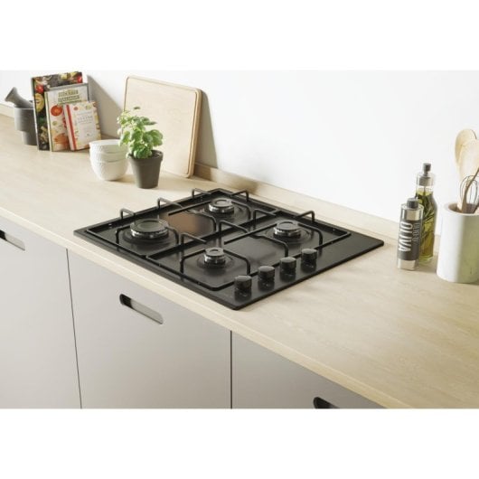 Plaque de cuisson Candy CHW6LBB 4 foyers gaz 60 cm inox intégrée noire
