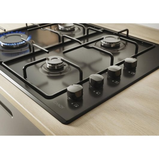 Plaque de cuisson Candy CHW6LBB 4 foyers gaz 60 cm inox intégrée noire