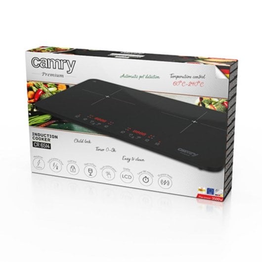 Plaque induction Camry CR 6514 2 zones 3500 W verre noir contrôle tactile