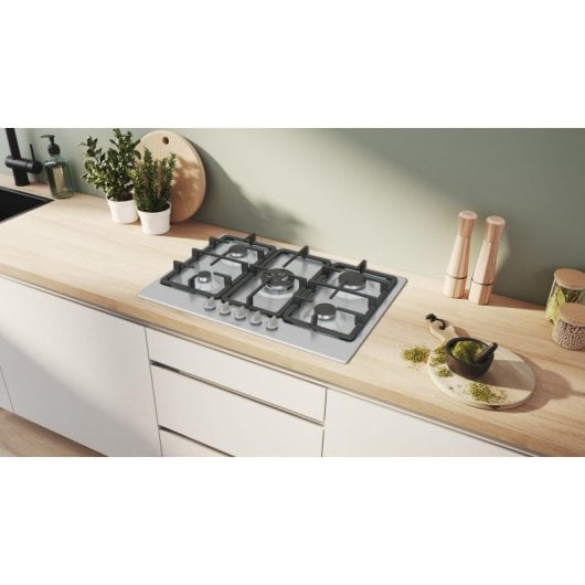 Plaque de cuisson Bosch PGQ7B5K90 inox 75 cm gaz 5 zones intégrée