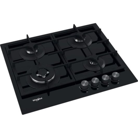 Plaque de cuisson Whirlpool AKT 6465/NB1 gaz 4 feux 60 cm noir inox