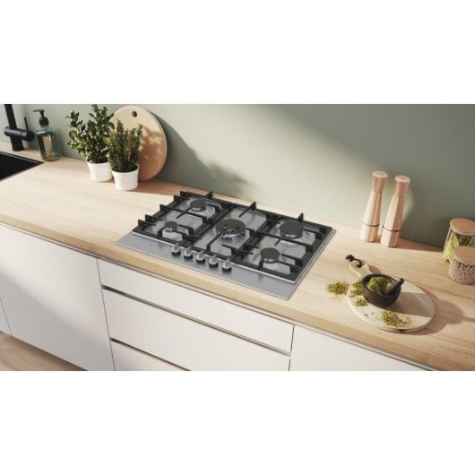 Plaque de cuisson Bosch PCQ7A5I90 inox 75 cm 5 foyers gaz intégré