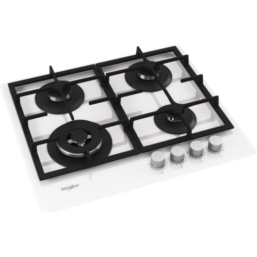 Plaque de cuisson Whirlpool AKTL629/WH gaz 59 cm verre blanc 4 foyers