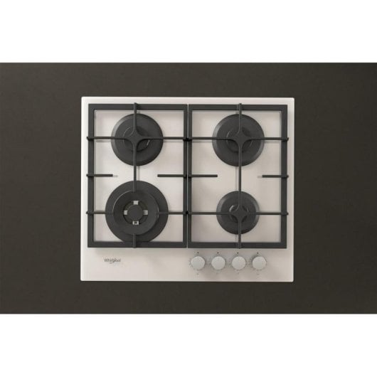 Plaque de cuisson Whirlpool AKTL629/WH gaz 59 cm verre blanc 4 foyers