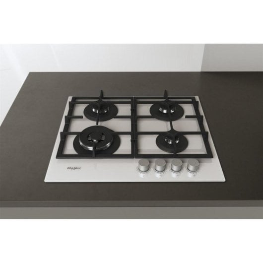 Plaque de cuisson Whirlpool AKTL629/WH gaz 59 cm verre blanc 4 foyers