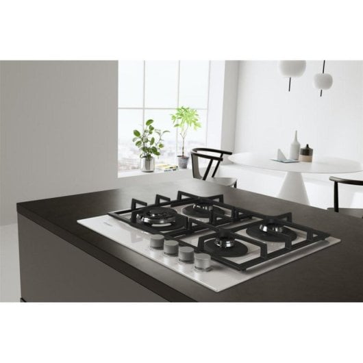 Plaque de cuisson Whirlpool AKTL629/WH gaz 59 cm verre blanc 4 foyers