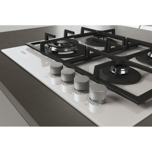 Plaque de cuisson Whirlpool AKTL629/WH gaz 59 cm verre blanc 4 foyers