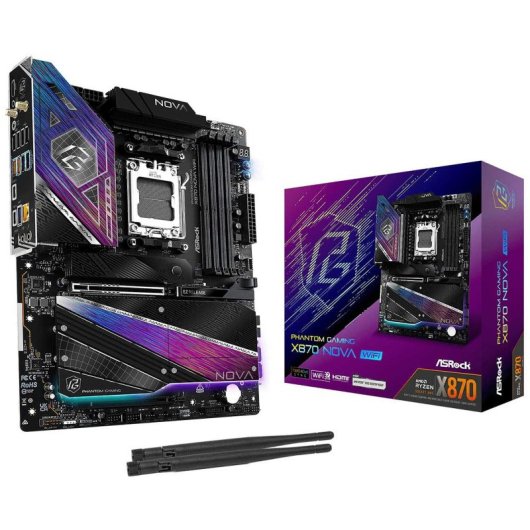Placa Base ASRock X870 Nova WiFi X870 AM5 DDR5 ATX WiFi 7 PCIe 5.0 RGB 256GB