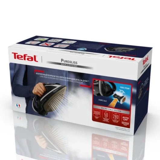Plancha Tefal Puregliss FV8062E0 Durilium AirGlide Autolimpieza 3000 W cable 2 m
