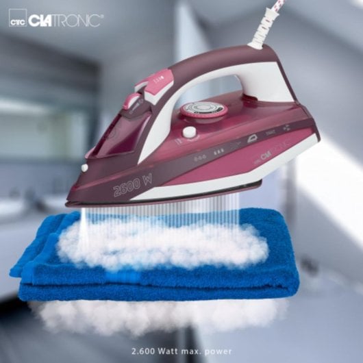 Ferro da stiro Clatronic DB 3705 piastra ceramica 2600W rosa serbatoio rimovibile